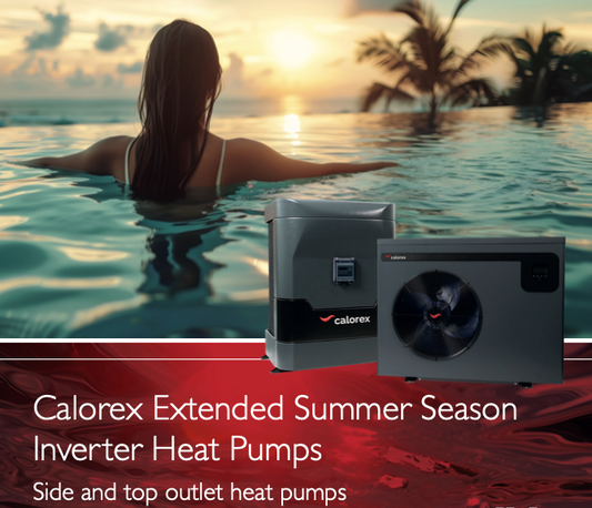 Gray calorex inverter heat pumps with black accents and a visible fan on one unit.