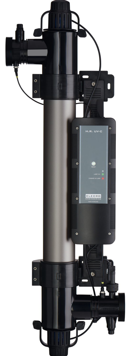 Black and silver industrial water filtration system with digital control panel