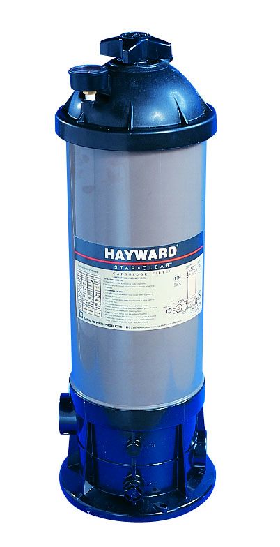 Blue and silver hayward star-clear cartridge filter.