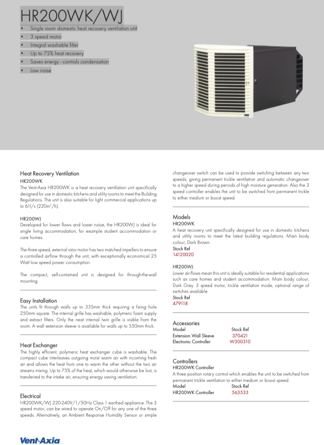 Cream-colored rectangular heat recovery ventilation unit with a grid-like front panel.