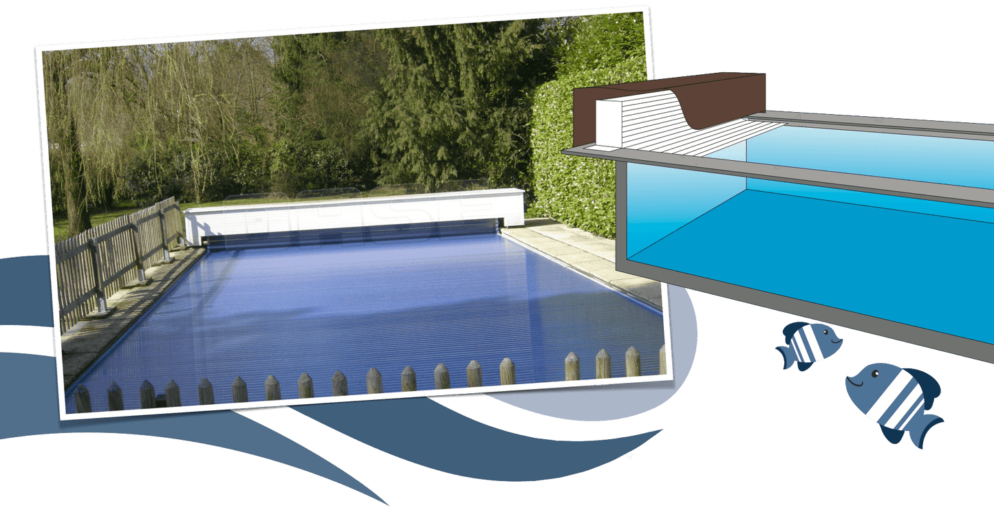 Blue swimming pool cover