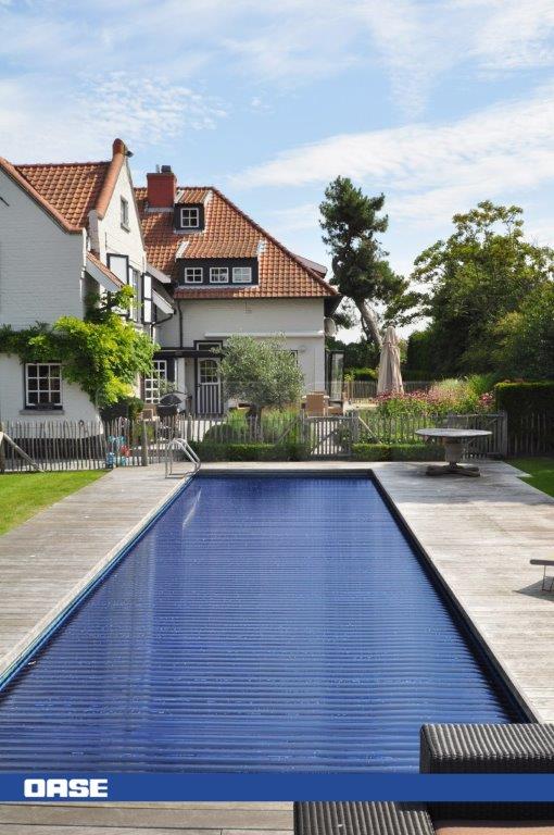 Blue retractable pool cover