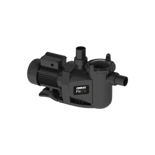 Black poolex fixline pool pump with a sleek, modern design and integrated motor housing.