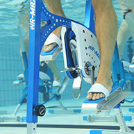 Blue aquatic exercise leg support device